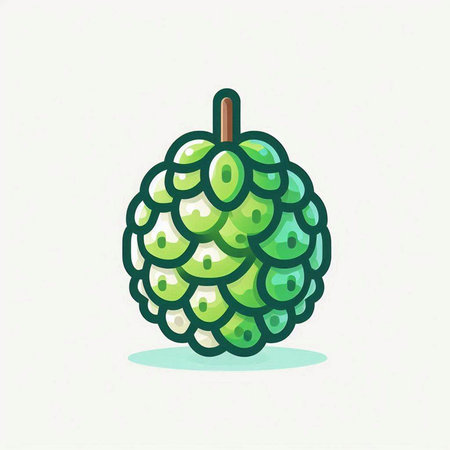 Custard apple vector icon. Cute hand drawn illustration.のイラスト素材