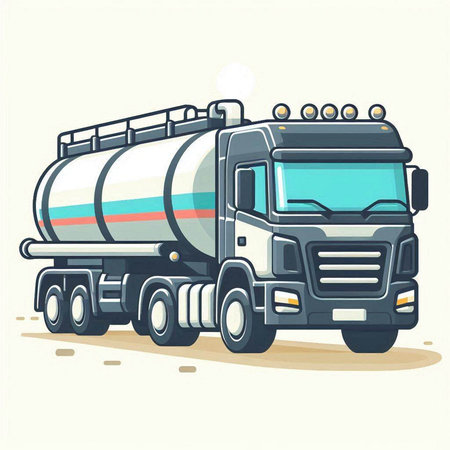 Illustration of a Tanker Truck with Tanker. Vector illustrationのイラスト素材