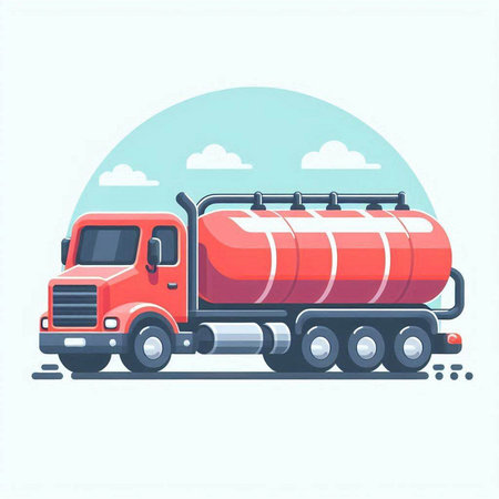 Vector illustration of a tanker truck on the road. Flat style.のイラスト素材