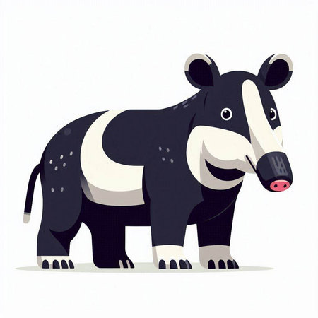 Vector illustration of a cute cartoon badger isolated on white background.のイラスト素材