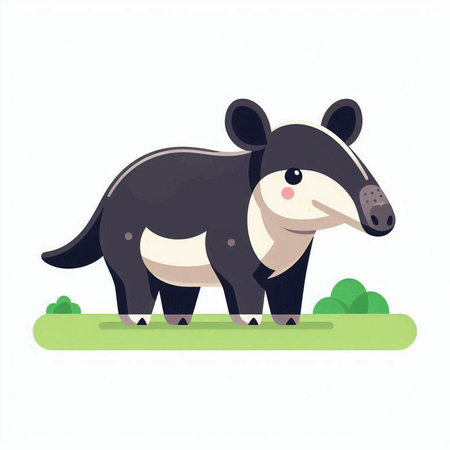 Cute cartoon anteater standing on the grass. Vector illustration.のイラスト素材