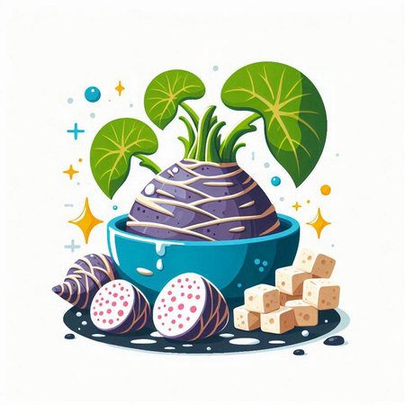 Illustration of a bowl with kohlrabi and brown sugarのイラスト素材