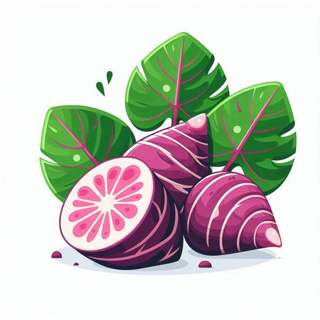 Sliced figs with leaves isolated on white background. Vector illustration.のイラスト素材
