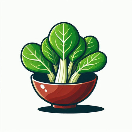 Bunch of fresh chard in a bowl. Vector illustration.のイラスト素材