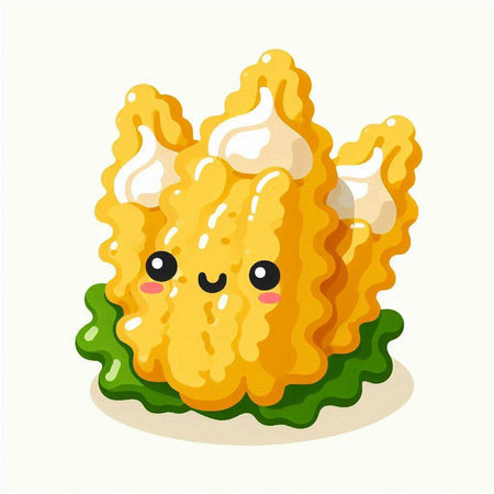 Illustration of a Cute and Cute Kawaii Pumpkin Cartoon Characterのイラスト素材