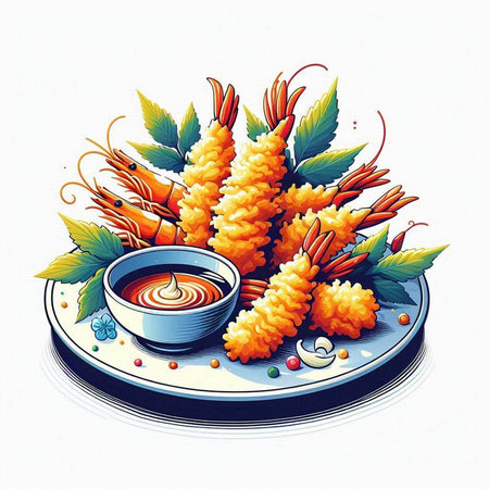 Illustration of japanese traditional food on a white background.のイラスト素材