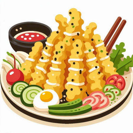 Illustration of a Japanese Cuisine Illustration of Tempura Sushiのイラスト素材