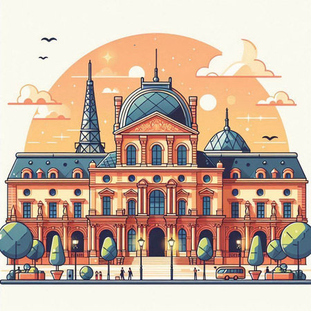 Krakow, Poland. Cityscape with old building. Vector illustration.のイラスト素材