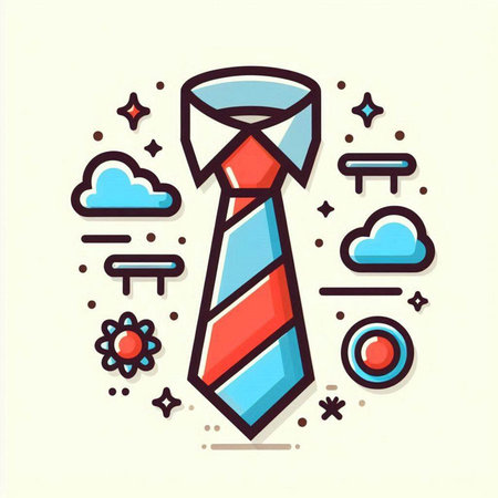 Vector illustration of necktie. Line art design for web and print.のイラスト素材