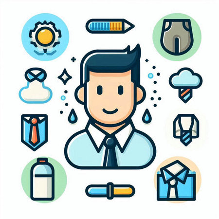 Businessman with thin line icons set. Modern style vector illustration.のイラスト素材