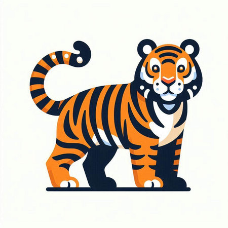 Vector illustration of tiger. Isolated on white background. Flat style.のイラスト素材