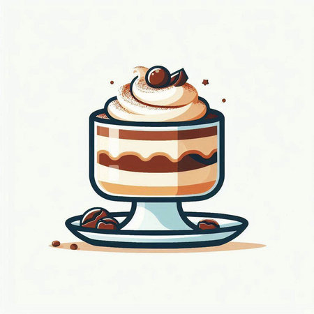 Coffee cup with whipped cream and coffee beans. Vector illustration.のイラスト素材
