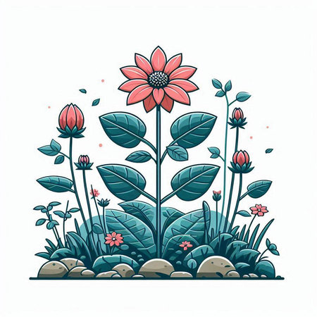 Flower garden, vector illustration, eps10, no transparencyのイラスト素材
