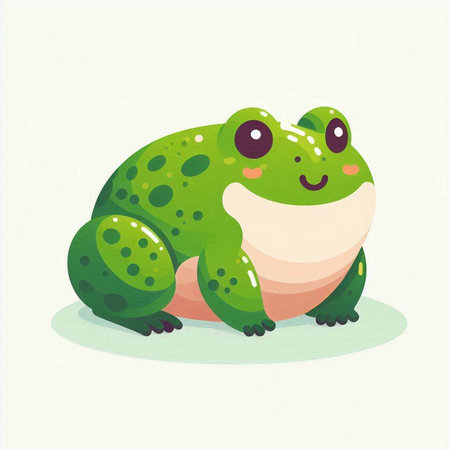 Frog cartoon vector illustration. Vector illustration of a green frog.のイラスト素材