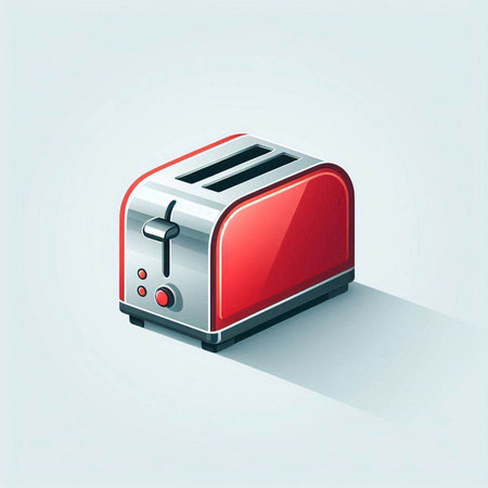 Vector illustration of a red toaster isolated on a white background.のイラスト素材