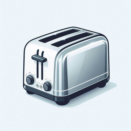 Illustration of a toaster on a blue background. Vector illustration.のイラスト素材