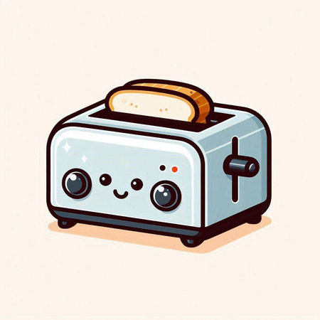 Cute cartoon toaster. Vector illustration of a cute toaster.のイラスト素材