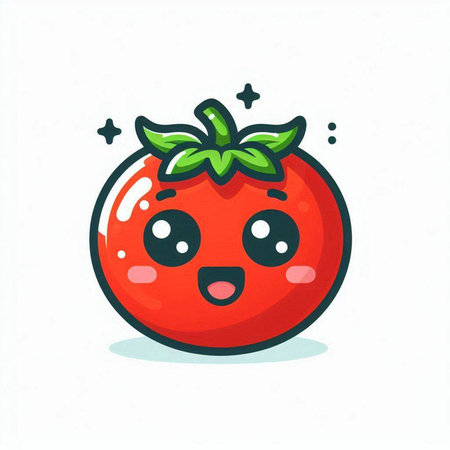 Cute kawaii tomato character. Vector illustration isolated on white background.のイラスト素材