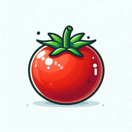 Tomato illustration. Vector illustration of a tomato isolated on white background.のイラスト素材