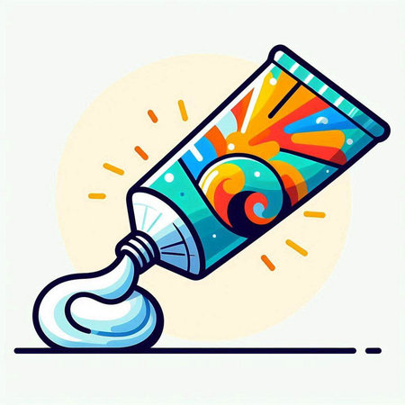 Illustration of a tube of toothpaste with an abstract pattern.のイラスト素材