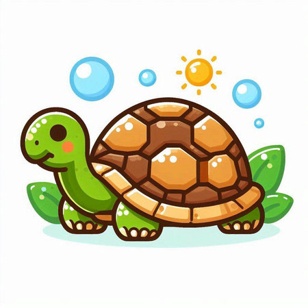 Cute cartoon turtle. Vector illustration isolated on a white background.のイラスト素材