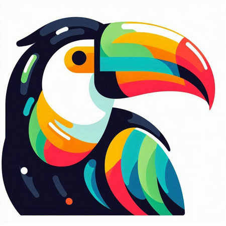 Colorful toucan isolated on a white background. Vector illustration.のイラスト素材