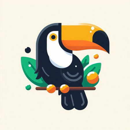 Tropical toucan bird. Vector illustration in flat style.のイラスト素材