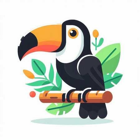 Toucan bird in flat style. Vector illustration for your designのイラスト素材