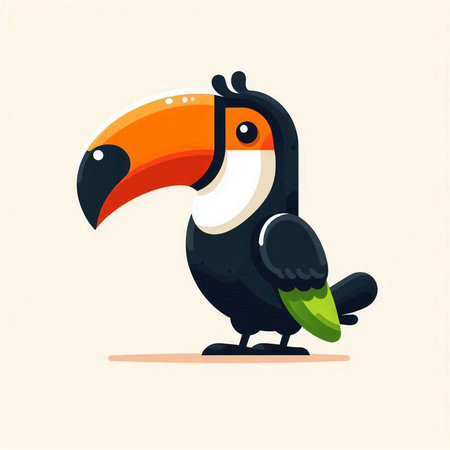 Cute cartoon toucan. Vector illustration in a flat style.のイラスト素材