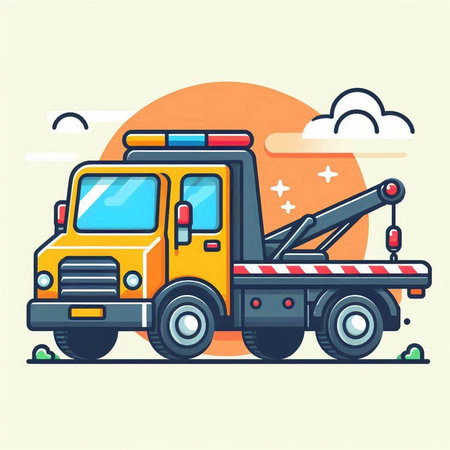 Vector illustration of tow truck. Flat style design for web and print.のイラスト素材