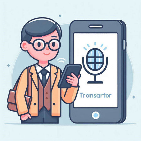 Vector illustration of a man holding a smartphone and a speech bubble on the screenのイラスト素材