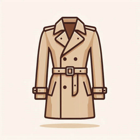 Vector illustration of a beige trench coat on a light background.のイラスト素材
