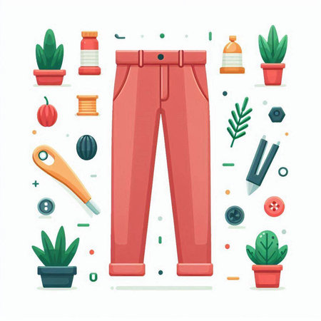 Trousers and accessories for men. Vector illustration in flat styleのイラスト素材