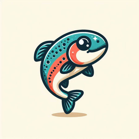 Funny cartoon fish. Vector illustration of a cute cartoon fish.のイラスト素材