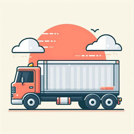 Truck with cargo in flat design style. Vector illustration of cargo transportation.のイラスト素材