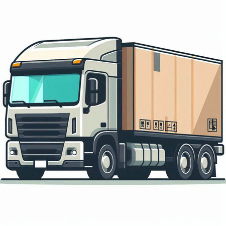 Illustration of a truck with a box on a white background.のイラスト素材