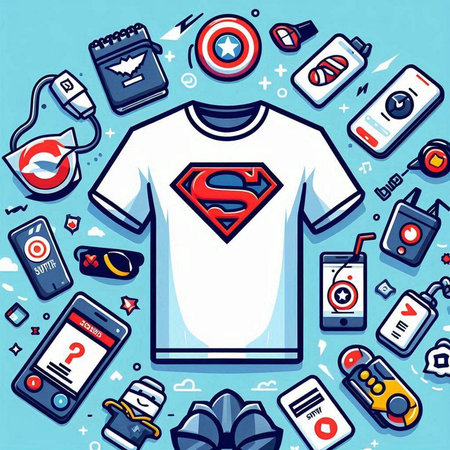 T-shirt and mobile phone with different icons. Vector illustration.のイラスト素材