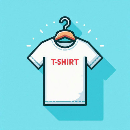 T-shirt on hanger in flat design. Vector illustration.のイラスト素材