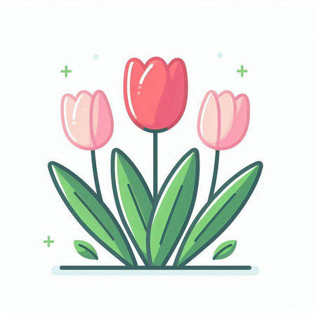 Tulip flower flat color icon. Spring flowers. Vector illustrationのイラスト素材