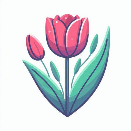 Tulip flower. Hand drawn vector illustration isolated on white background.のイラスト素材