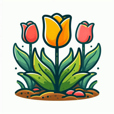 Tulip. Vector illustration. Isolated on white background.のイラスト素材