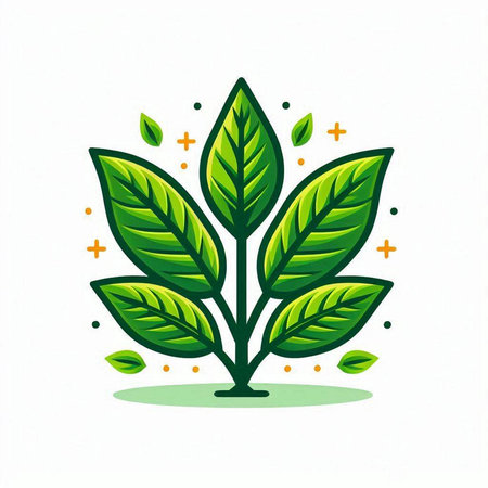 Green leaves icon isolated on white background. Vector illustration. Eps 10.のイラスト素材
