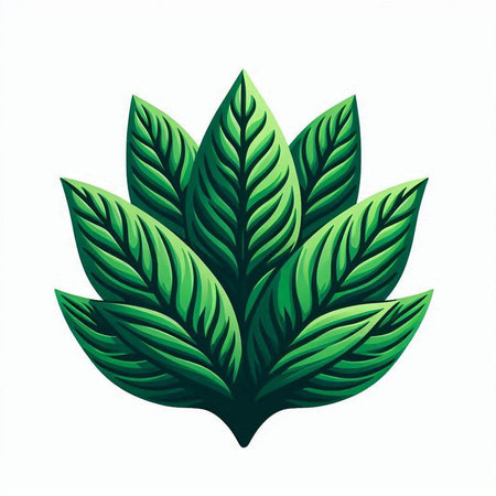 green leaves icon over white background. colorful design.  vector illustrationのイラスト素材