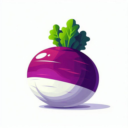 Purple beet with green leaves isolated on white background. Vector illustration.のイラスト素材
