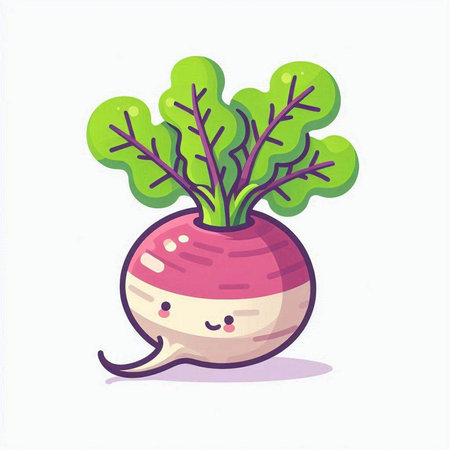 Cute radish cartoon character. Vector illustration isolated on white background.のイラスト素材