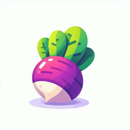 Radish. Vegetable icon. Vector illustration in cartoon style.のイラスト素材