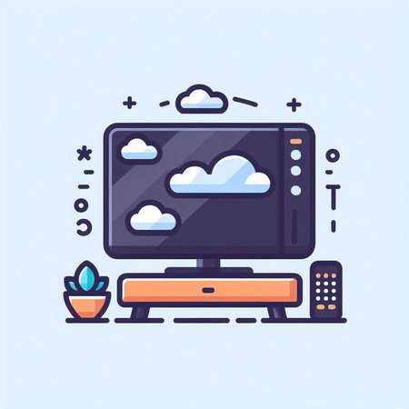 Modern flat design concept of remote control, computer monitor and cloud computing, vector illustrationのイラスト素材