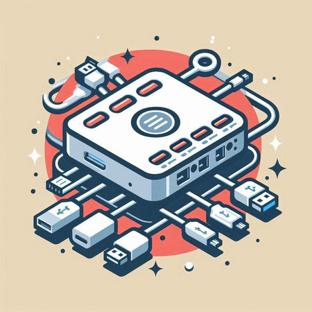 Electronic circuit board with electrical components. Isometric vector illustration.のイラスト素材