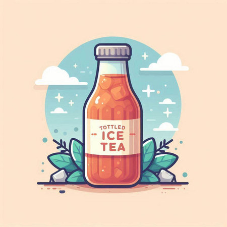 Sauce bottle with label. Vector illustration in cartoon style.のイラスト素材