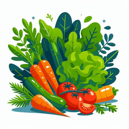 Vegetables vector illustration. Healthy food concept. Vegetarian nutrition.のイラスト素材